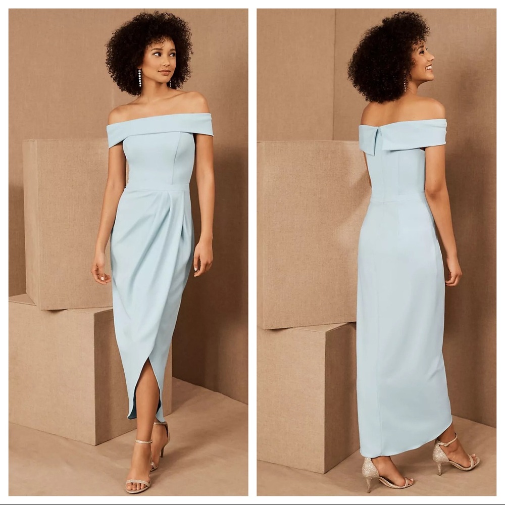 BHLDN Light Blue Off-Shoulder Midi Dress